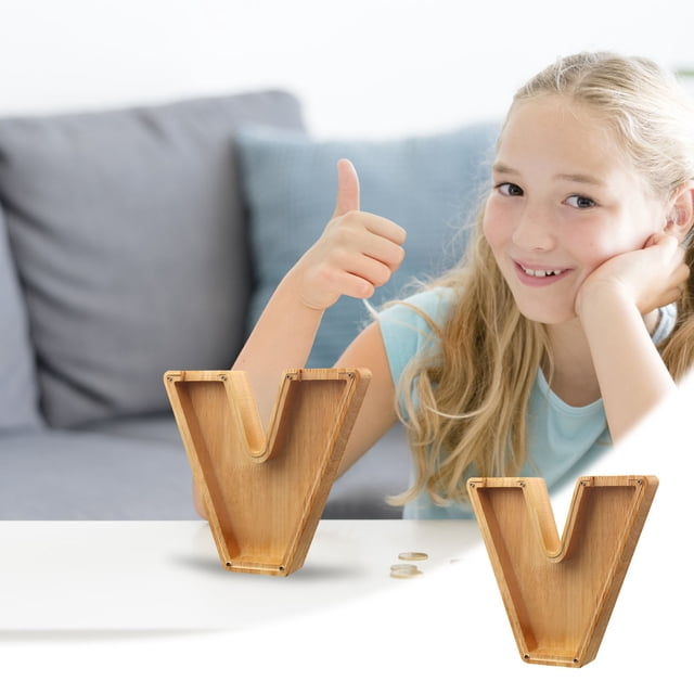 Wooden Money Box with Glass Front | Savings Jar for Kids | Transparent Coin Bank | Home Decor & Financial Education Tool | Desk or Bookshelf Decoration | Gift for Children's Savings Goals