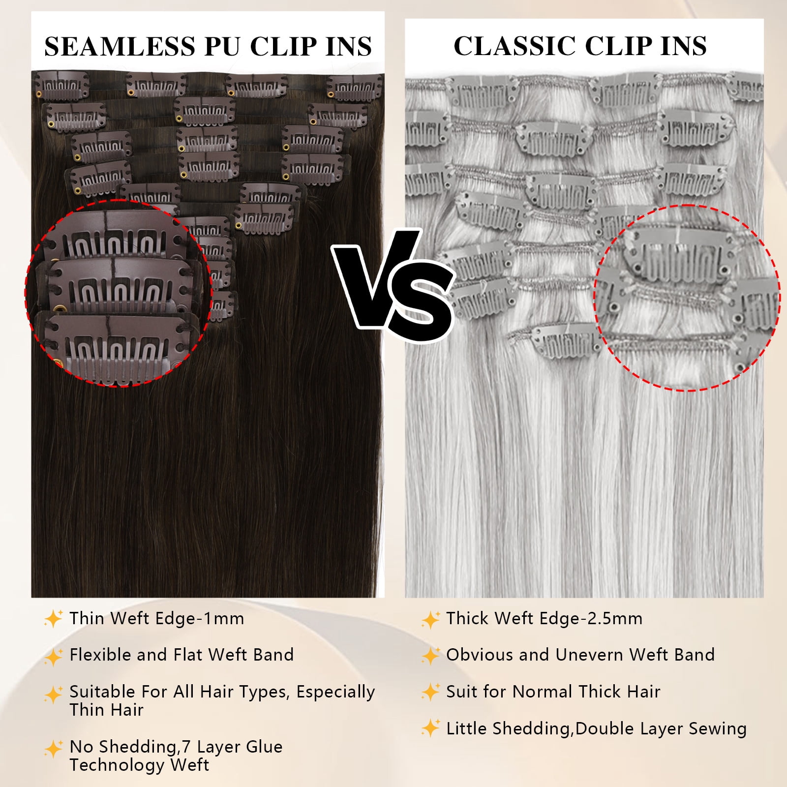 PU Clip In Hair Extensions 2A# 160g 18inch