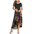 thumbnail image 1 of SMihono Robe Bohème d'Été pour Femmes Grande Taille Robes d'Été pour Femmes Robe à Manches Courtes Décontractée Fluide Asymétrique Longue Robe Maxi, 1 of 7