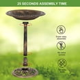 thumbnail image 5 of 28 Inch Bird Bath with Solar Fountain Antique Copper Weather Resistant Resin Pedestal Birdbaths Floral Accents and Vintage Finish Garden Decor for Outdoor Lightweight Courtyard, 5 of 19