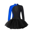 thumbnail image 4 of Doomiva Kids Girls Ballet Dance Dress Outfit Long Sleeve Gymnastics Leotard with Mesh Tutu Skirt Set Blue 10, 4 of 6