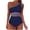 Dark Blue, variant on One Piece Swimsuit Women Summer Color Block One-shoulder Pleated Bathing Suit Vacation Beach Swimwear