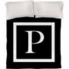 IDG Classic Block Monogram Duvet Cover, Black