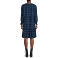 thumbnail image 4 of Blu White Blu Women's Smocked Shoulder Plaid Dress, 4 of 5