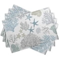 thumbnail image 3 of Summer Linen Placemats Set of 4 Nautical Coastal Theme Washable Non-Slip Heat Resistant Table Place Mat 12×18 Inch Ocean Beach Blue Grey Coral Starfish Place Mats for Kitchen Dining Table, 3 of 6