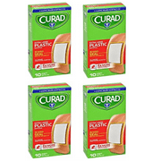 Curad X-Large Plastic Bandages 2x4-in 10 each.,(4 Pack) Including Alcohol Prep Pads (2)