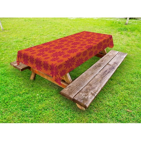 

Floral Outdoor Tablecloth Modern Design with Geometrical Bold Lined Flowers Eastern Culture Image Decorative Washable Fabric Picnic Tablecloth 58 X 120 Inches Scarlet and Maroon by Ambesonne
