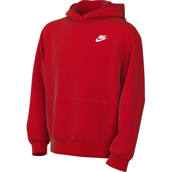 Nike Kids' Sportswear Club Fleece Pullover Hoodie, University Red/White