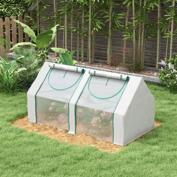 Outsunny 6' x 3' x 3' Portable Greenhouse with Two PE/PVC Covers, Clear