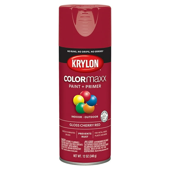 24-Pack of 12 oz Krylon K05511007 Cherry Red COLORmaxx Paint & Primer Spray Paint, Gloss