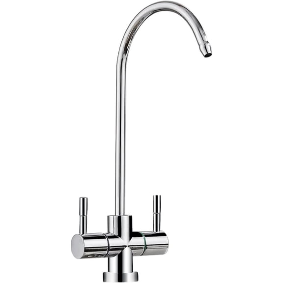 Kitchen Faucet Filtered Water Brass Double Outlet Water Purifier Straight Drinking Faucet Chrome Plated