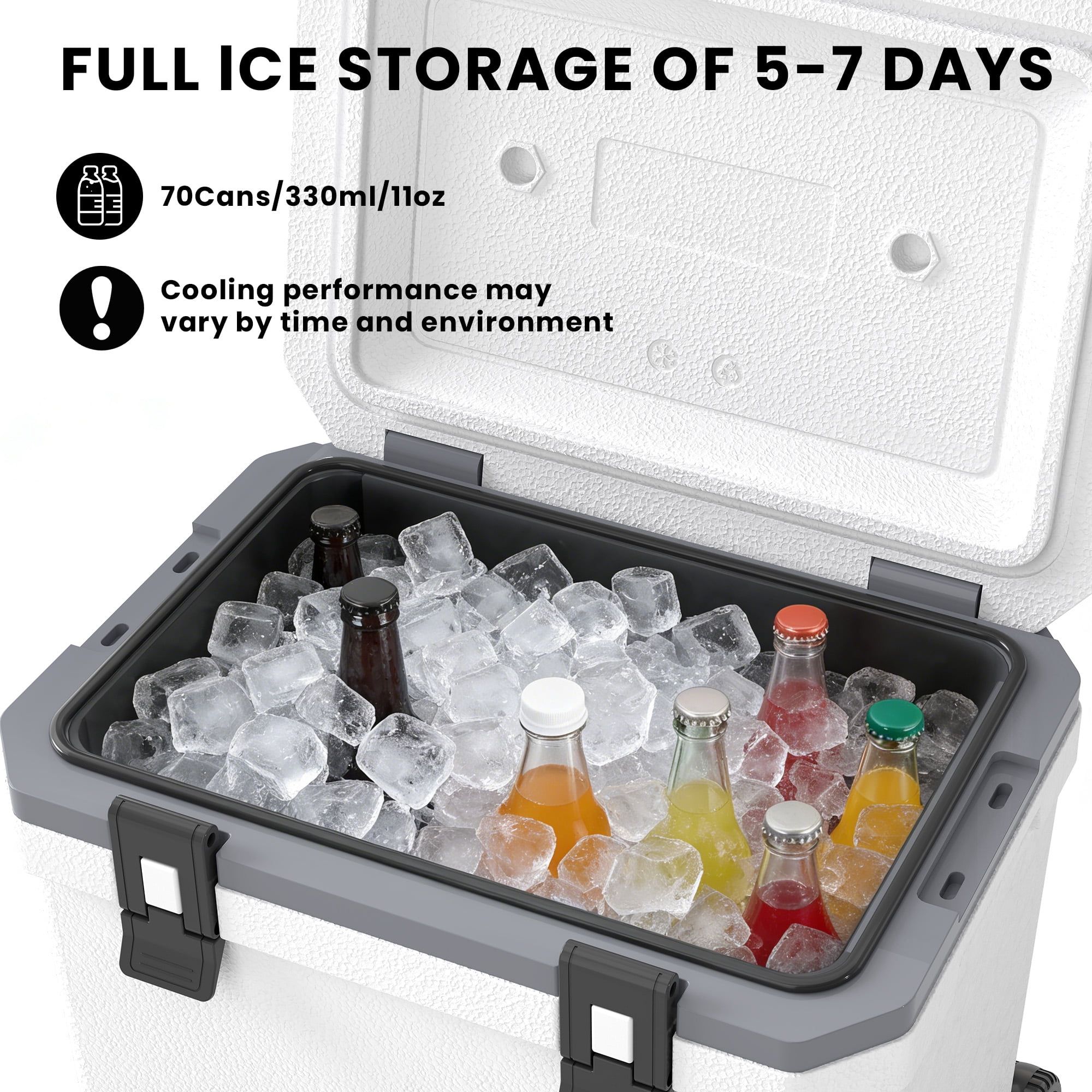 38QT Insulated Portable Cooler Box,Hard Sided Shell Wheeled Rolling Ice Chest with Handle,for Outdoor Camping Travel Car