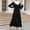 Black, variant on Njoeus Long Sleeve Midi Dresses for Women Casual Crew Neck Solid Boho Ruffle Flowy Long Maxi Dress