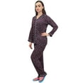 thumbnail image 1 of Bimba Dot Printed Wine Button-Down Shirt With Elastic Waist Pajama Pants-8, 1 of 6