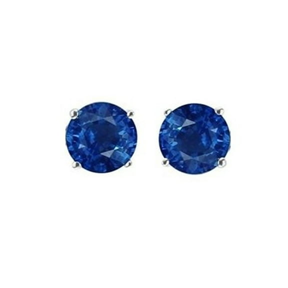 iJewelry2 Sterling Silver Blue Round Cut Cubic Zirconia CZ Stud Earrings 7mm