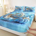 thumbnail image 4 of Manfei Princess Pumpkin Carriage King Sheets,Blue Dreamy High Heels Bedding,4 Pieces,1 Flat Sheet,1 Fitted Sheet and 2 Pillowcases, 4 of 6