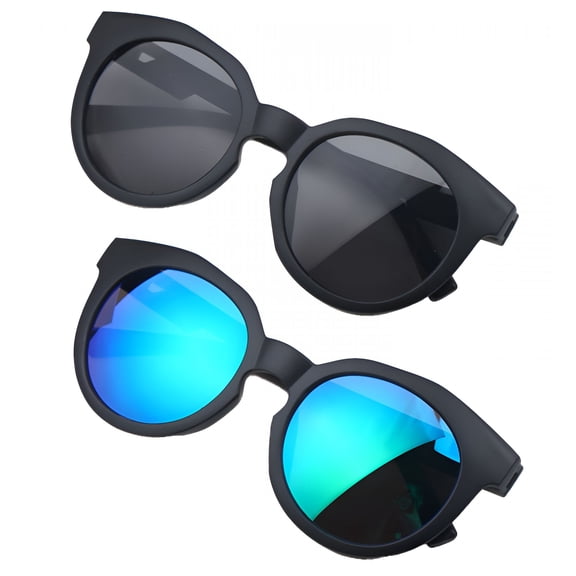 2 Pack Toddler Sunglasses Age 2-4, Color Shifting Reflective Lenses Kids Shades, UV400 Protection, Feather Soft Frame Eyewear for Boys and Girls