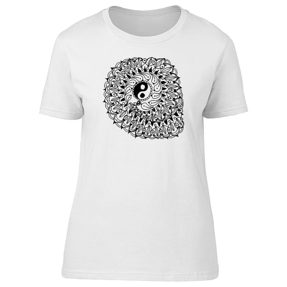 Yin Yang Foliage Mandala B&W Tee Women's -Image by Shutterstock