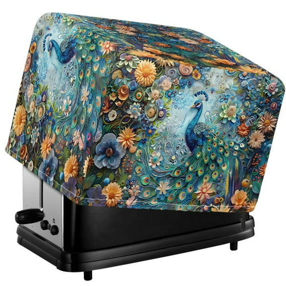 TSOVTHRID Bohemian Peacock Print Toaster Covers for 2 Slice Dust-proof Kitchen Small Appliance Covers Waterproof Anti-scratch Bread Maker Oven Cover