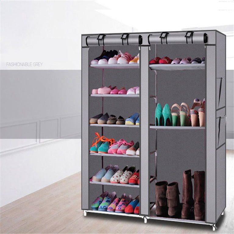 Zimtown 2-Row 9-Lattice Shoe Rack, Durable & Space-Saving Closet