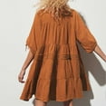 thumbnail image 4 of Womens Summer Dresses Casual V-Neck Solid Color Drawstring Mini Dress Ladies Short Sleeve Beach Dresses, 4 of 8