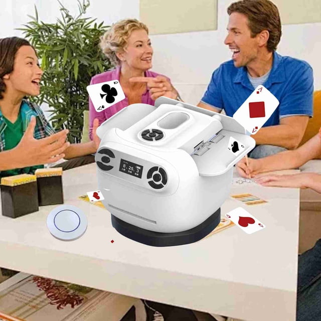 Distributeur de Cartes Électrique, 8 Joueurs, Distributeur de Cartes Automatique Programmable Rechargeable à Rotation 360 pour Divertissement