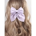 thumbnail image 5 of 1pc Women's Elegant Purple Silk Satin Bow Hair Clip, Solid Color Bow Hair Accessory Suitable For Daily Wear, 5 of 5