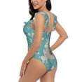 thumbnail image 5 of Yiaed Teal Mama Llama Print Women's Ruffled One Piece Swimsuit V Neck Swimwear Slimming Monokini for Woman-XX-Large, 5 of 8