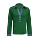 thumbnail image 4 of Camisas de manga larga for mujer, cuello de mezclilla, costura de retales, sudadera, Tops casuales, jersey, 4 of 5