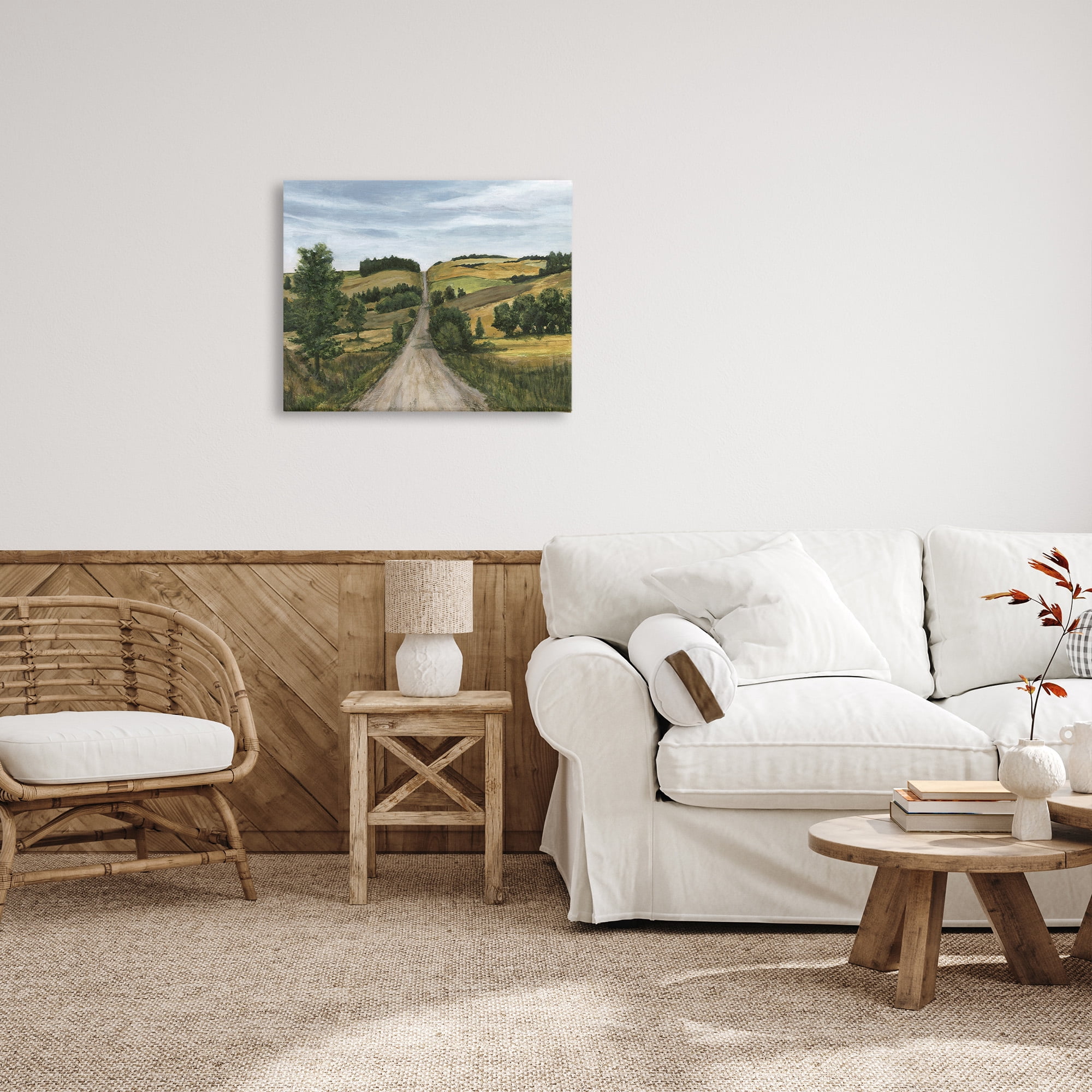 Stupell Industries Receding Country Path Landscape Painting Gallery Wrapped Canvas Art Print Wall Art, 30 x 24