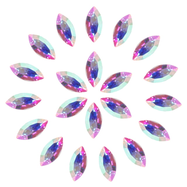 Uxcell 36 Pcs Horse Eye Shape Rhinestones, 9 x 18 mm Point Back Rhinestone Beads for Jewelry Making Crafts Costume Crystal Embellishments, AB Color