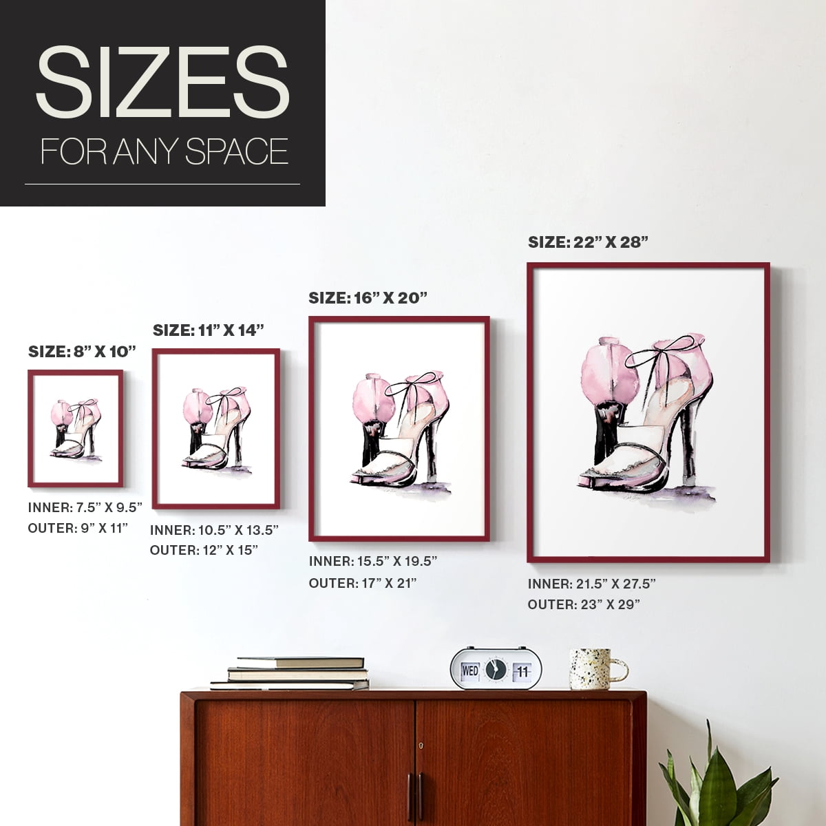Loafer Heel in Red Solid Wood 8 x 10 Framed Print