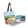 thumbnail image 2 of Large Canvas Bag 13.5x5.1x15 Inch Canvas Bag Shopping Canvas Bag Suitable For Outing Shopping Travel Out Of Large Capacity Storage Red Flowers, 2 of 9