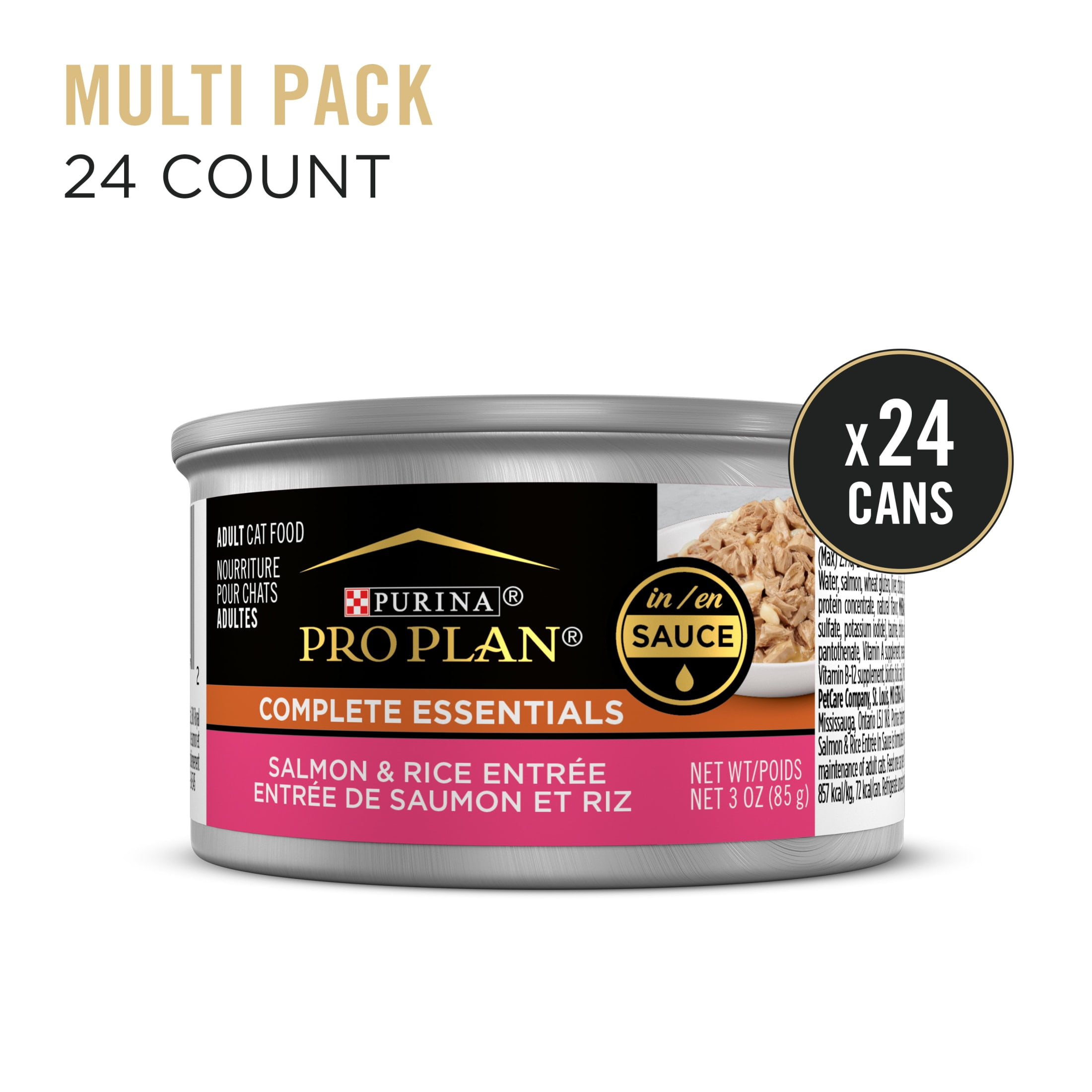 Purina Pro Plan Complete Essentials, Salmon Rice, Wet Cat Food, 3 oz Cans, 24 Pack