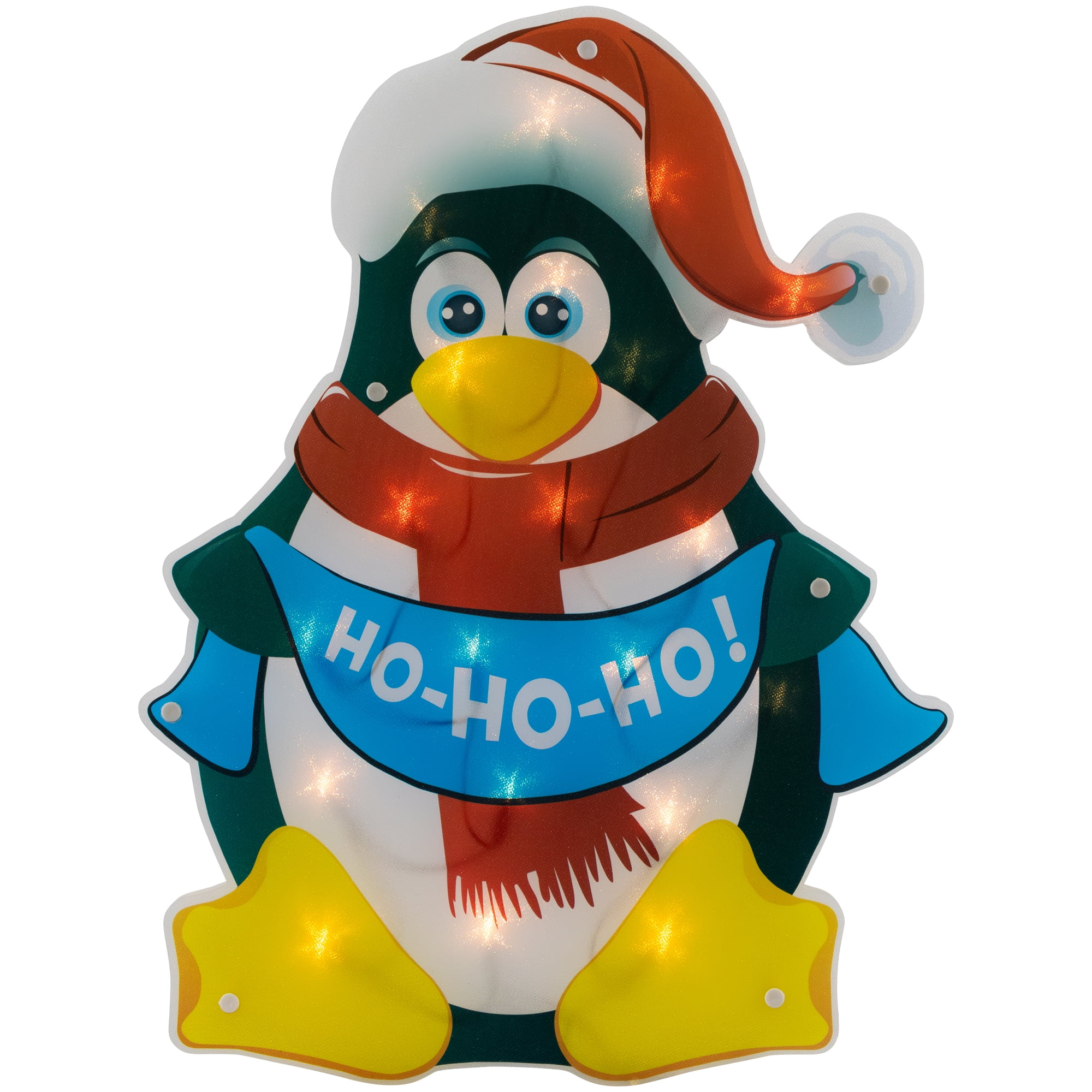 18" Lighted Penguin Christmas Window Silhouette