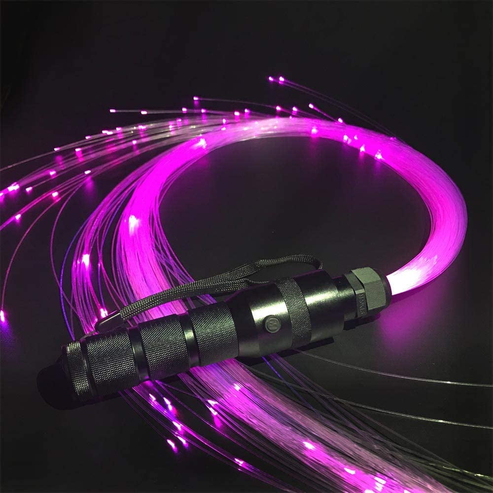 TWO Light-Up Rave LED Fiber Optic Whip 360 Swivel 6FT Toy Light Up Glow Rave Toy 