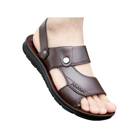 

Wazshop Men s Flat Sandal Slip On Slide Sandals Flats Fashion Open Toe Mens Slippers Comfot Brown 8.5
