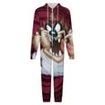 thumbnail image 4 of Looney Tunes Taz-Mania Men's Hooded Jumpsuit - Zip Up One Piece Pajamas Soft Cozy Winter Warm Plush Loungewear, 4 of 8