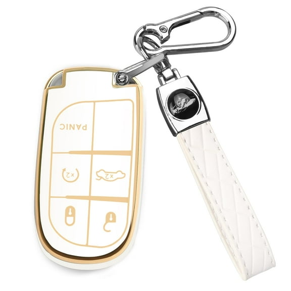 for Jeep Key Fob Cover with Keychain TPU Protection Key Case Compatible with Grand Cherokee Renegade Compass Smart Key