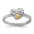 thumbnail image 2 of Auriga Fine Jewelry 925 Sterling Silver with 14K Diamond Heart Ring Size 6for Women, 2 of 6