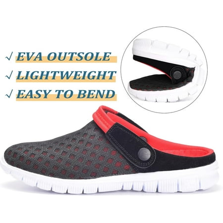 

XWQMBJ 2024 New Hsyooes Mens Womens Mules & Clogs Garden Shoes Summer Breathable Mesh Slippers Non-Slip Outdoor Beach Sandals Unisex