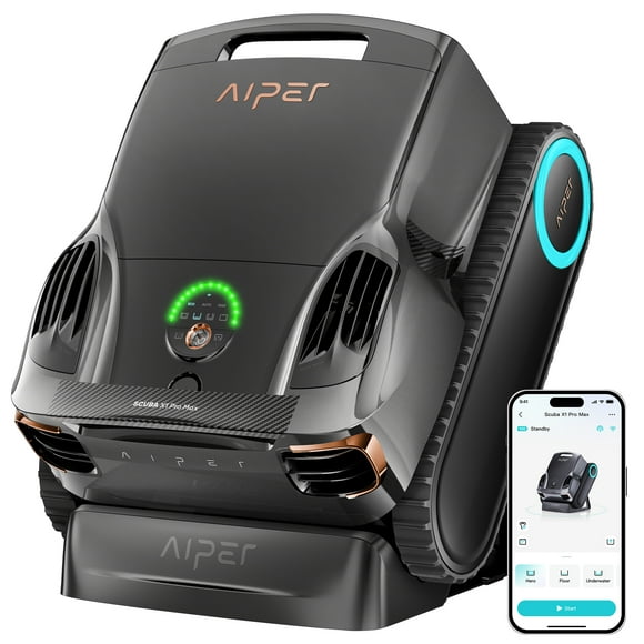 AIPER Scuba X1 Pro Max Nettoyeur de Piscine Robotique Sans Fil, Nettoyeur de Piscine Robotique Tout-en-un avec FlexipathTM 2.0, Omnisense+TM 2.0, Moteur TVC et Contrôle par Application pour Piscines Creusées