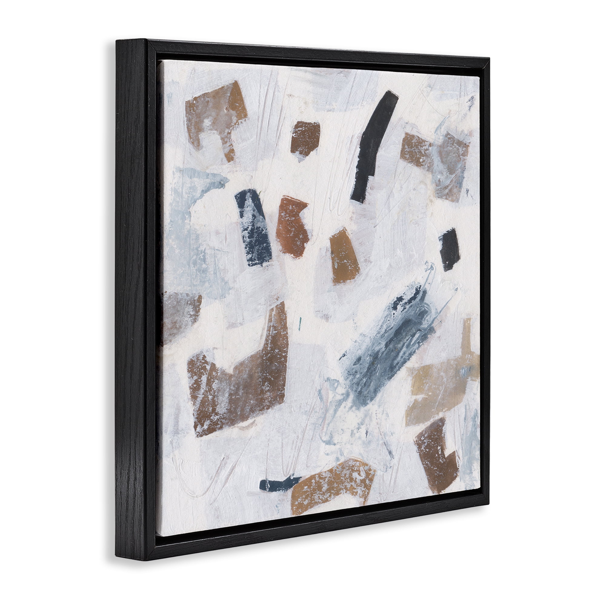 Stupell Industries Dappled Abstract Forms Abstract Painting Black Floater Framed Canvas Art Print Wall Art, 18 x 18