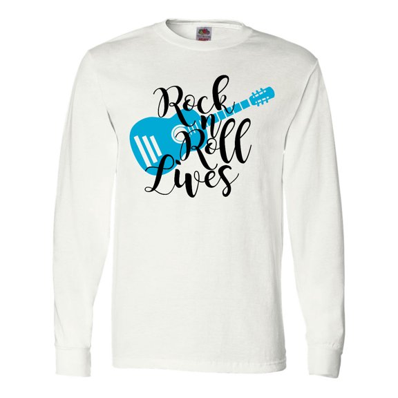 Inktastic Rock and Roll Lives with Blue Guitar Long Sleeve T-Shirt