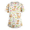 thumbnail image 3 of Kixjoy Scrubs Tops for Women Oversized Short Sleeve V Neck Nurse Scrubs Animal Printed Stretch Casual Shirt Medical Lightweight Blouses for Women with Pockets, Yellow 5XL, 3 of 6