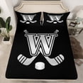 thumbnail image 2 of Homewish Kids Teens Ice Hockey Twin Sheet Sets 3pcs for Boys Girls, Black Gray Monogrammed Twin Fitted Sheet, Sports Theme Flat Sheet, Lightweight Room Decoration, 2 of 7