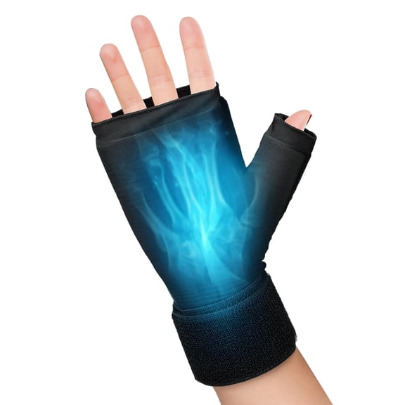 TYPPKMM Hand Ice Pack Glove for Carpal Tunnel Relief Cold Hot Therapy Pack with Gel Filling Wrist Ice Pack Wrap for Surgery Recovery Working Hands Arthritis-Black