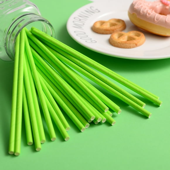 Zhuge 200 pajitas de papel biodegradables para suministros de fiesta, cumpleaños, decoraciones navideñas, color verde claro