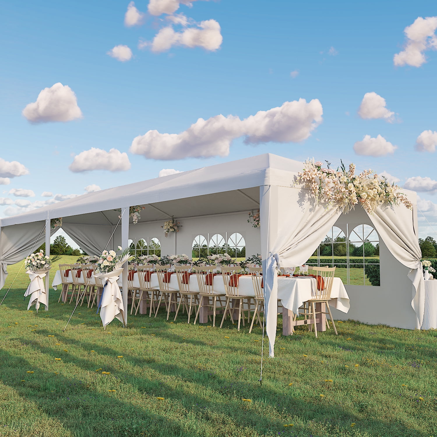Lacoo 10' x 30' Outdoor Canopy Wedding Party Tent Patio Camping Shelter Pavilion w/Removable Sidewalls Carport Cater BBQ Events