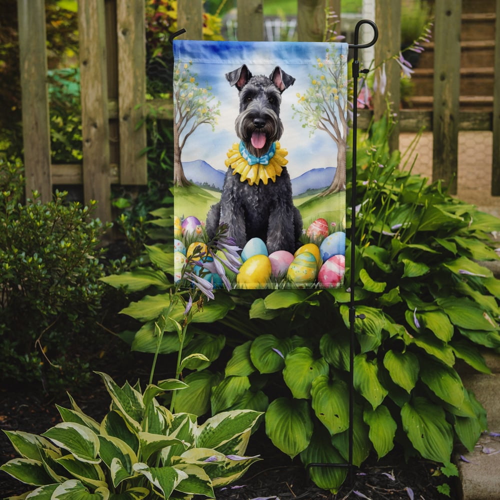 Kerry Blue Terrier Easter Egg Hunt Garden Flag 11.25 in x 15.5 in